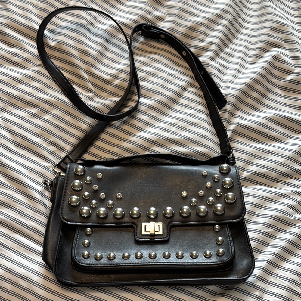 Steve Madden Black Studded Crossbody Bag